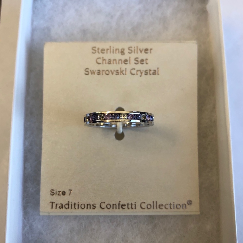 Sterling Silver Channel Set Swarovski Crystal ring